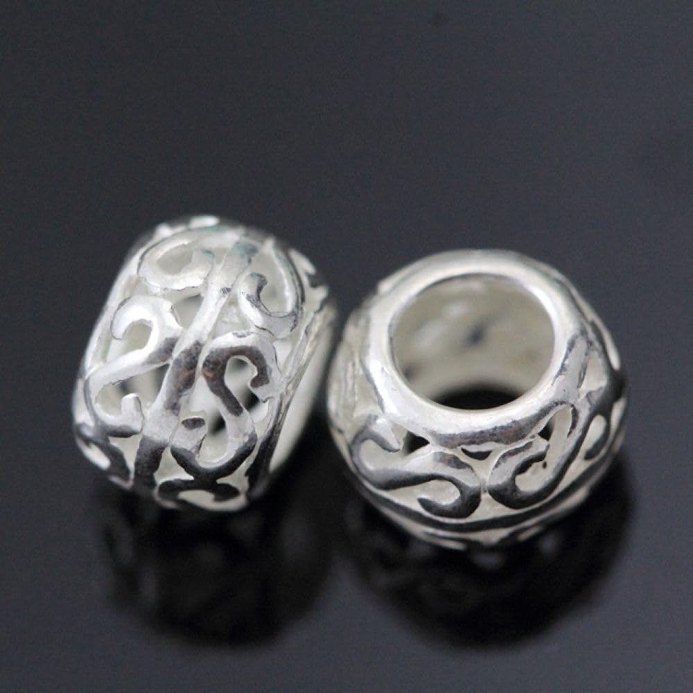 Srebrne metalowe koraliki ze srebra wysokiej próby 8 mm (duży otwór ~ 5 mm) do produkcji biżuterii SS60