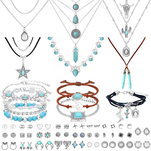 Image of NEWITIN 69 Pieces Gold Jewelry Set for Women Fashion Costume Jewelry Gold Plated Necklace Bracelet Earrings Set for Women