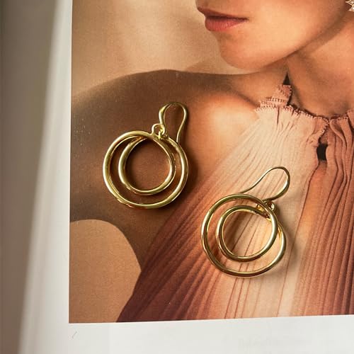 Dangle Earrings for Women 14k Gold Plated Teardrop Dangle Earrings Lightweight Minimalist Geometric Hoop Long Drop Dangle Earrings for Women Birthday Party Gift4