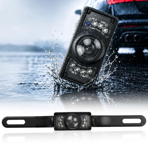 Backup Camera for Cars, HD Rear View Camera with Night Vision, IP68K Waterproof License Plate Reverse Camera for Cars, Trucks & SUVs