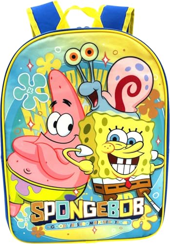 Ruz Sponge Bob 15" School Backpack (Blue-Blue-Yellow)2