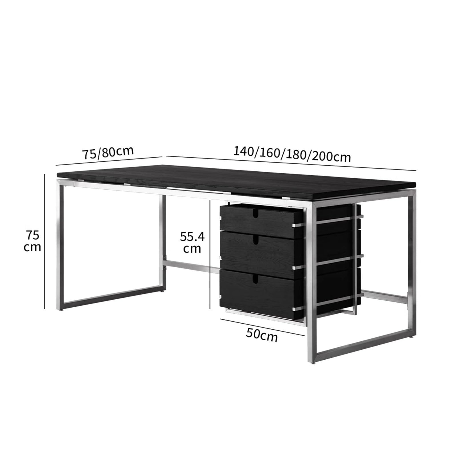 Accueil Bureau Moderne à Domicile avec Cadre en Acier Inoxydable, Style Industriel classeur Suspendu Bureau(L)