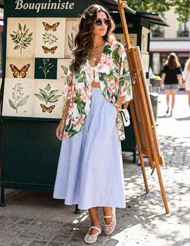 Image of BB&KK Women's Chiffon Kimono Loose Casual Open Front Cover Ups