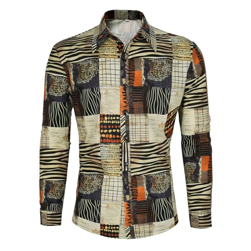 Amazon.com: Eunchaes Men's 70s disco shirt Paisley 1970s casual