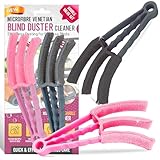 G4GADGET 2 Pack Venetian Blind Cleaner Tool – 3 Pronged Microfiber Duster for Window, Air Conditioner & Car Blinds – Washable Sleeves for Wet & Dry Cleaning, Pink & Grey