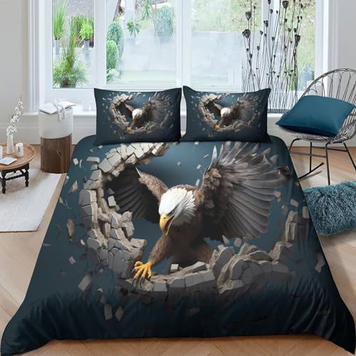 Housse de couette aigle 3D parure de lit microfibre luxe 140x200 - 4