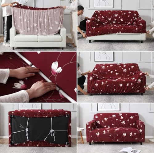 Image of HK Printed 5 Seater Sofa Cover Big Elasticity Cover Stretch Universal Sofa Slipcover 5 Seater (3 Seater Size 185-230cm and 1 Seater Size 90-145cm)