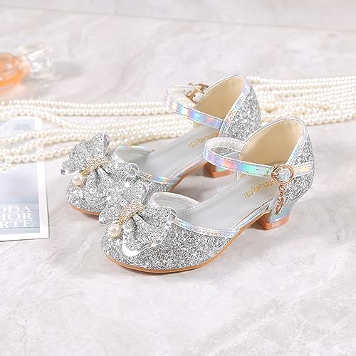 YUNICUS Girls Sandals Cosplay Clear Sparkle Jelly Dress Shoes with Bow Mary Jane Flats2