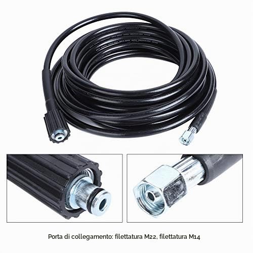 Tubo per Idropulitrice Ad Alta Pressione, Filettatura M14xM22 da 10 M Tubo per Pulizia Ad Alta Pressione Tubo per Pulizia Tubo Ad Alta Pressione Idropulitrice Jet Pipe Wash per