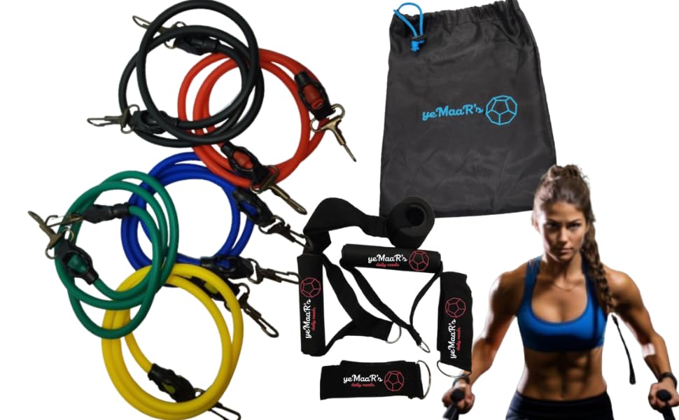 yeMaaRs Home Exercise Equipment Resistance Bands Set for Men and Women-Comprehensive Workout Kit with Stretching Bands Gym Accessories Fitness Tube Ideal for Toning Strengthening, Flexibility at Home (B0CT8JNSB8) Amazon Price History, Amazon Price Tracker