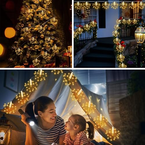 Image of Desidiya 12 Bright Starbursts Design Sparkle 10 feet LED Light with USB Operated for Diwali Decoration Christmas, Wedding, Party, Home, Patio Lawn Warm White