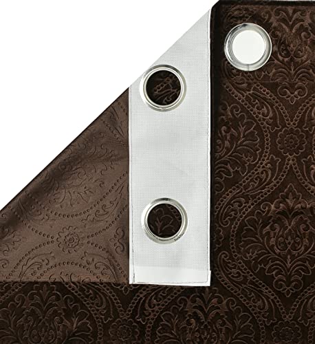Image of Homefab India 1 Piece Velvet Emboss Long Door Curtain - 8 feet, Room Darkening Curtains, Brown