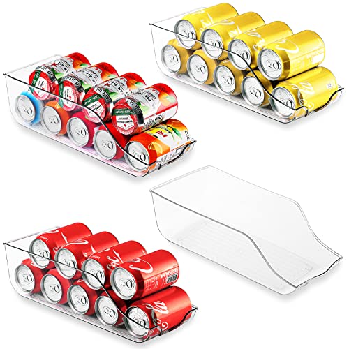 HOMQUEN Organizador De Latas De Refresco Para Refrigerador, Congelador, Mostrador, Gabinetes, Despensa. Soporte Organizador De Bebidas Y Alimentos Enlatados Para Almacenamiento Paquete De 4