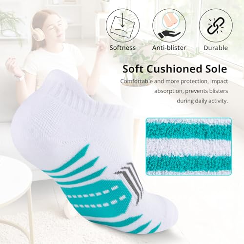 COOPLUS Ankle Socks Womens Athletic Cushioned Anti-Blister Running Cotton Low Cut Socks 6 Pairs3