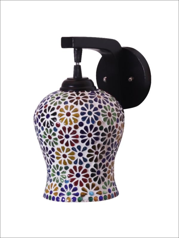 Wooden Decorative Surface Mounted Classic Mosaic Glass Wall Lamp for Home Decoration Wall Light (Bulb not Included).-image-22