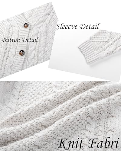 Women's Knit Cardigan Long Sleeve V Neck Sweatshirt Knitted Print Button Down Knitwear Outerwear Off-White2