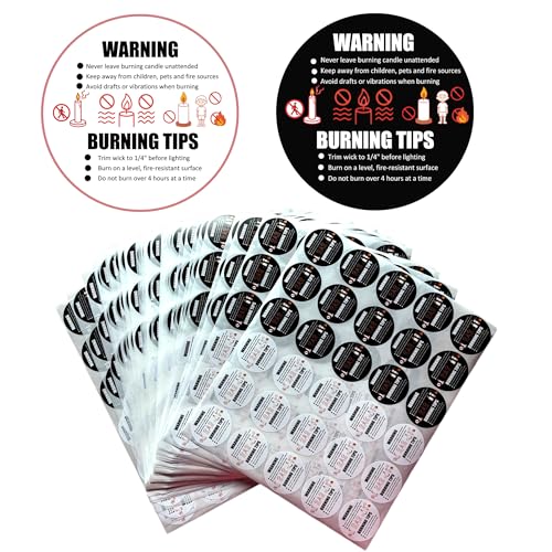1500 Pieces Candle Warning Labels-1.5 Inch Round Stickers for Candle Making DIY Candle Jar Container Labels with Burning Tips
