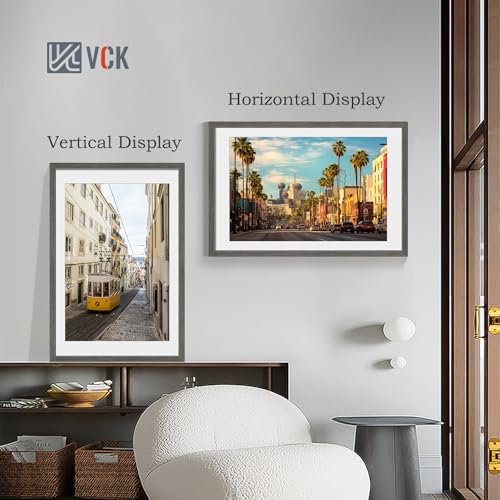 Image of VCK 24x36 Poster Frame 5 Pack, Grey Wood, 20x30 Mat, for Gallery Wall