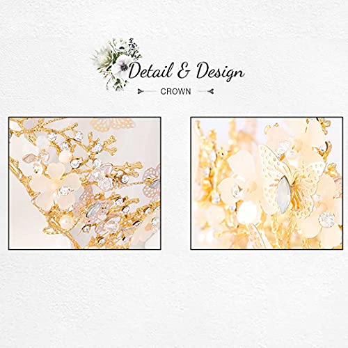 Kisshine Bride Wedding Flower Crowns And Tiaras Bridal Butterfly Tiara Baroque Queen Crown Crystal Costume Party Hair Accessories For Women And Girls #TOP2