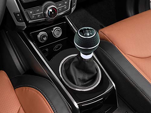 Abfer Manual Shifter Knob Car Leather Gear Head Stick Shift Knob 5 Speed Fit Most Vehicle Truck, Silver #TOP2