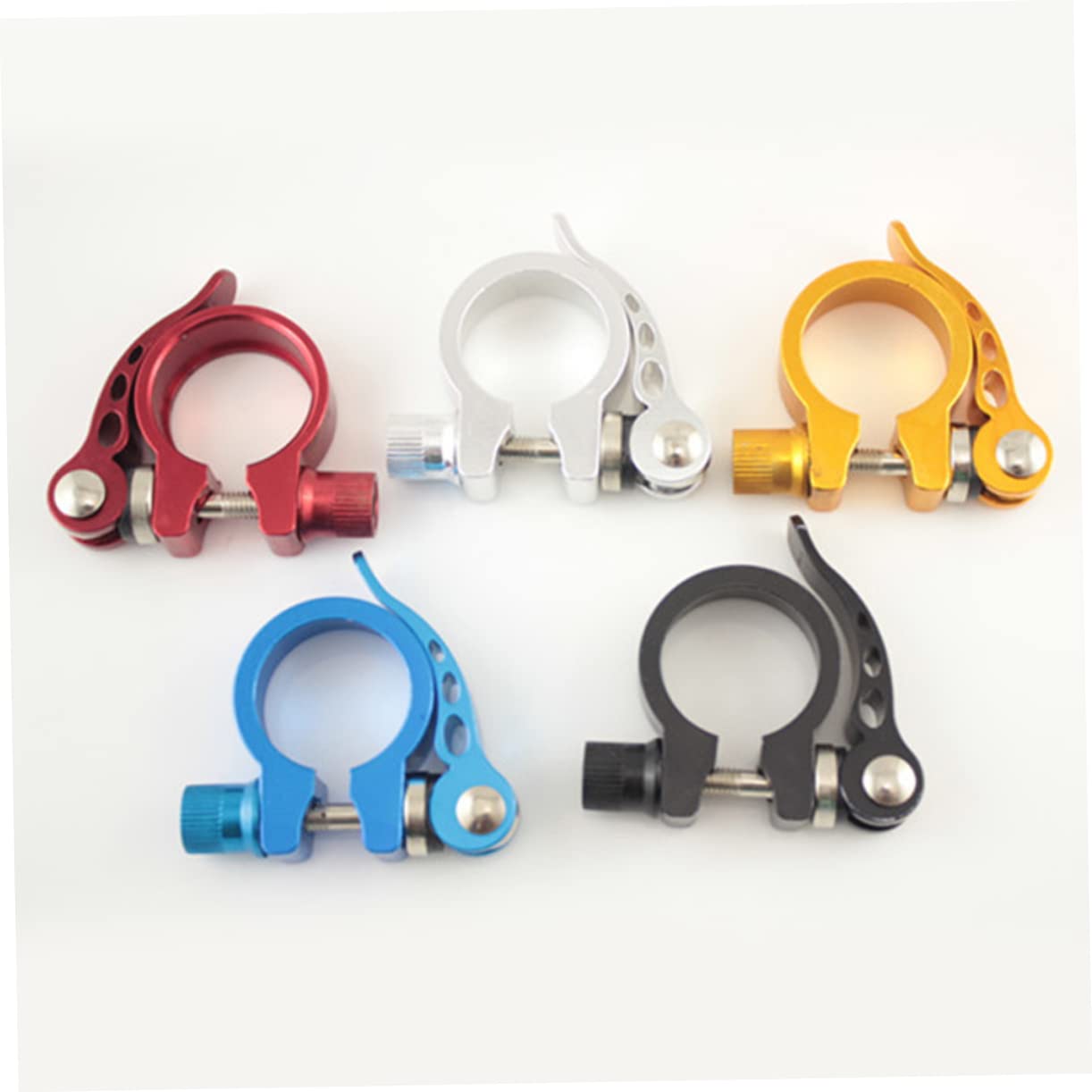 SUPVOX 4Pcs Quick Release Clamp Bike Accessory Ergonomic Design for Efficient Adjustments Includes Black Yellow Silver