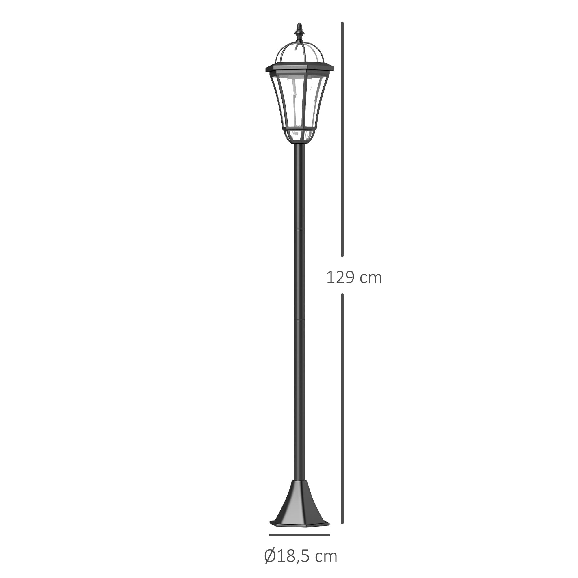 Outsunny 2 lampadaires sur pied solaires extérieur 6000K étanche noir