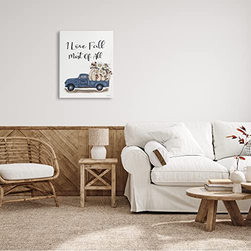 Stupell Industries Love Fall Most All Blue Truck Giant Pumpkin Canvas Wall Art, 24 x 302