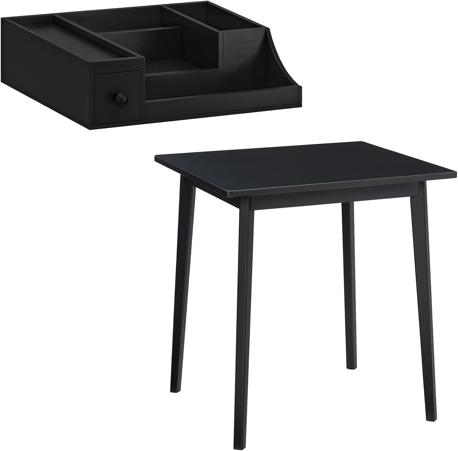 HOOBRO Bamboo Dining Table, Square Dining Table and 3 Tier Black Bamboo Cologne Stand for Men BK70CZ01-BK29CJ01