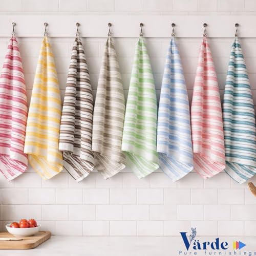 Image of 10 Pcs Dishcloths | 12x16 Inches | Bulk Cotton Kitchen Cleaning Dish Cloths | Scrubbing Wash Cloth Sets | Multipurpose Cloth | 100% Cotton. (Multicolor, Set of 10)