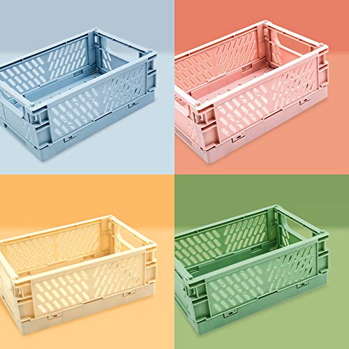 4-Pack Mini Baskets Plastic For Shelf Home Kitchen Storage Bin Organizer, Stacking Folding Storage Baskets For Classroom Bedroom Bathroom Office (5.9 X 3.8 X 2.2) #TOP3