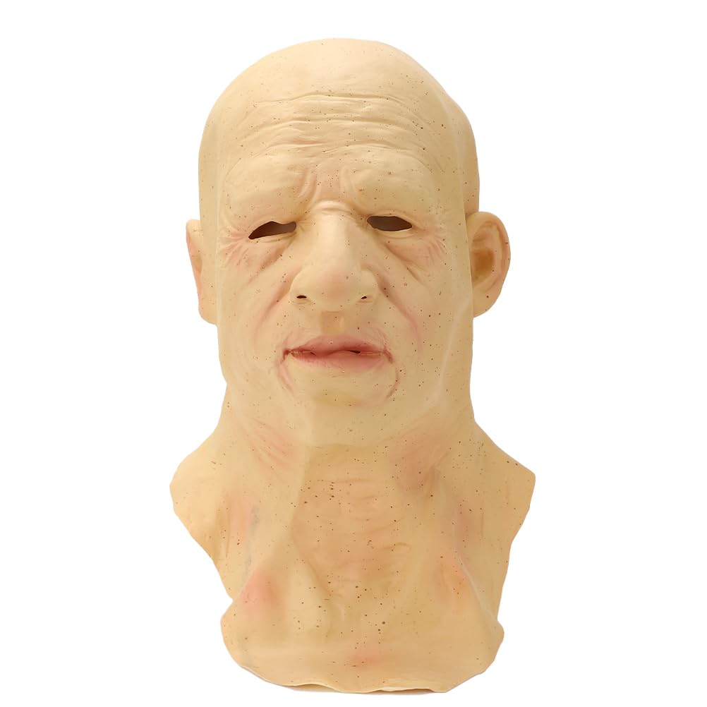 HEEPDD Copri Viso da Uomo Anziano in Lattice di Halloween, Copricapo Realistico con Bordo in Silicone Ultra Sottile per Feste in Maschera, Carnevale, Giochi di Ruolo Natalizi, Spettacoli