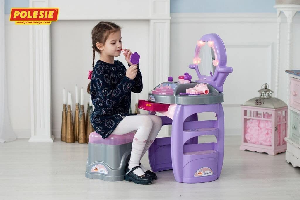 Polesie Kinder Beauty-Salon Diana Nr. 4 inkl. Hocker Zubehör 15-TLG. und Licht