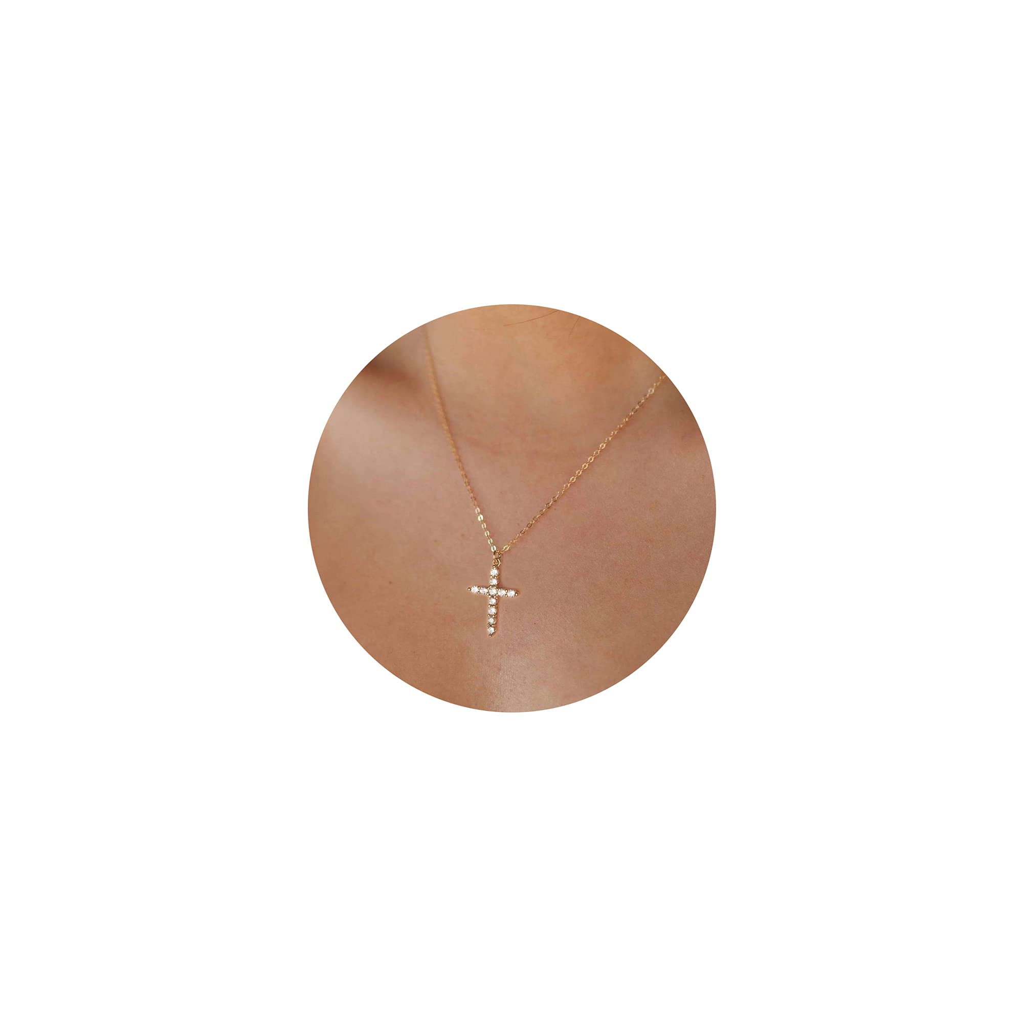 Tewiky18k Gold/Silver Plated Simple Evil Eye Turquoise Cross Pendant Choker Necklace Simple Tiny Necklace for Women Girls