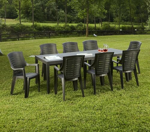 Dmora - Mesa de Exterior Susa, Estante Rectangular Extensible para Comedor, Mesa de jardín Extensible, 100% Fabricada en Italia, 150 x 90 x 72 cm, Antracita