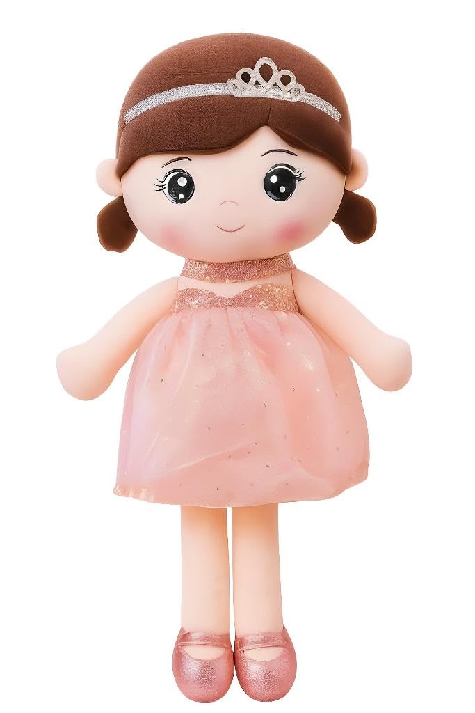SCOOBA Soft Adorable Crown Doll 45cm – Polyfill Washable Cuddly Soft Plush Toy – Helps to Learn Role Play – 100% Safe for Kids (Crown Doll Pink)
