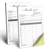 Thank You Receipt Book, 3.4x5.5' Handheld 2-Part Carbonless Sales Invoice Book, Invoice Pad with Cardboard for Small Boutique Business, (50 Sets * 2 Pack)