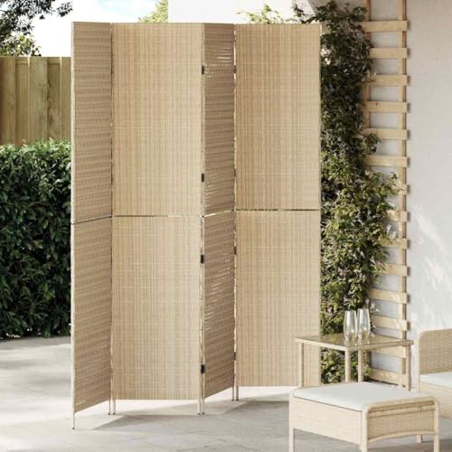 Divisor de ambientes, polirratán, 195 x 180 cm, plegable, con superficie mate, biombo para interiores, pared española, vestidor, ducha de jardín, resistente a la intemperie