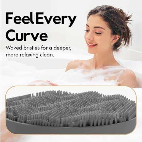 Zennow Silicone Body Scrubber - Loop Fin Bristles Loofah for Gentle Exfoliating & Lathering with Body Scrub & Wash, Durable & Hygienic, Deep Cleansing Exfoliator for All Skin Types - Shower Essential