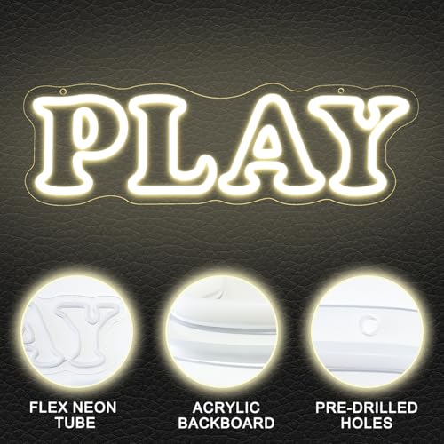 Image of Play Neon Sign Dimmable Neon Signs for Wall Decor Blue LED Signs USB Light Up Sign for Playroom Wall Decor kids Toddler Little Boy Room Wall Decor Bedroom Wall Art Play Room Essentials