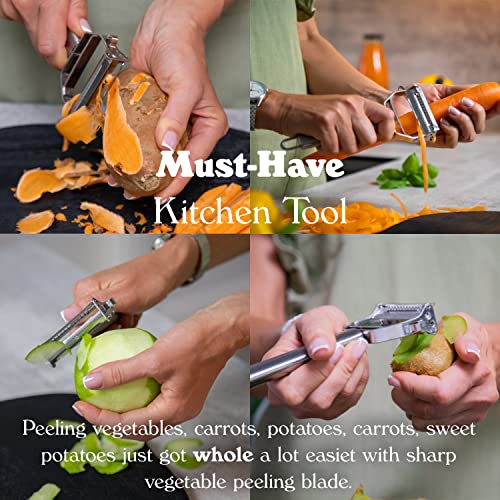 Boxgear Stainless Steel Dual Blade Vegetable Peeler - Commercial Grade Julienne Cutter, Slicer, Shredder, Scraper - Fruit, Potatoes, Carrot, Cucumber - Kitchen, Home Staple - Housewarming Gift - Image 5