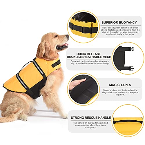 Dogcheer Ripstop Dog Life Jacket, Reflective & Adjustable Dog Swim Life Vest Pet Pfd Float Coat, Puppy Floatation Vest Preserver With Rescue Handle For Small Medium Large Dogs Swimming Boating #TOP6
