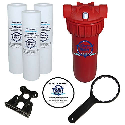KleenWater Hot Water Filter (1), Mounting Bracket (1), High Temp Cartridges, 5 Micron