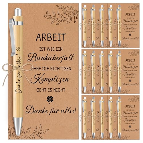BOFUNX 18pcs Dankeschön Geschenke Abschied Kollegen Danke für Alles Holz Kugelschreiber mit Dankeskarte Abschiedsgeschenk Kollegen Team Geschenke für Mitarbeiter Kollegen Kollegin Büro Arbeit
