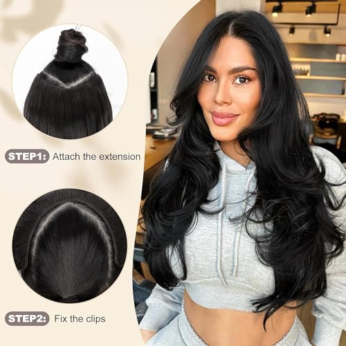 Image of Artifice 5 Clips 32 INCH Curly Wavy Hair Extensions for Women Natural Soft Clip on Synthetic Thick Hairs Style for Any Event for Girls Natural Dark Brown