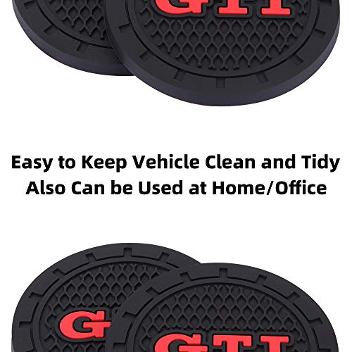 4Car4U for GTI Cup Holders Insert Coaster Automotive Accessories Silicone Anti Slip Cup Mat Fits Golf GTI Jetta Passat Arteon Tuguan Atlas Beetle Series (2.75
