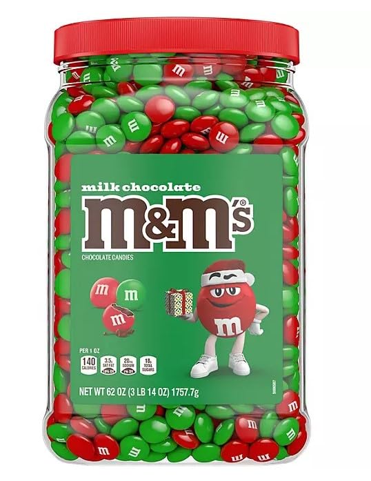 M&M S Bulk Holiday Milk Chocolate Christmas Candy, 62 oz.| MC Happy Holiday card included - image 1