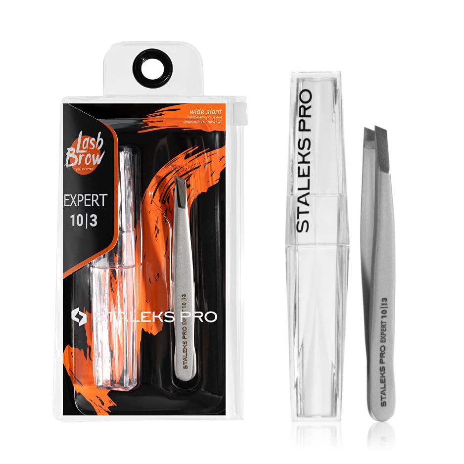 STALEKS PRO Pinza para cejas gruesas y anchas, precisa, acero inoxidable. Expert 10/3