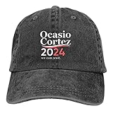 Alexandria Ocasio Cortez 2024 Adult Washed Casquette,Adjustable Baseball Cap, Vintage Denim Cap,...