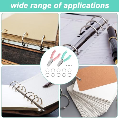 2 Pcs Single Hole Punch for Crafts, 6mm Hole Puncher for Paper Punchers, Small Metal Handheld Hole Punch, Gift Tag Punches for Crafting DIY Scrapbooking Cards Notebooks Invoices, with 10 Rings