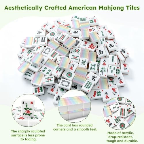 Set Americano de Mahjong con 166 Fichas Acrílicas Coloridas miniatura 6